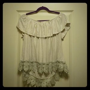 Off the shoulder top with lace trim